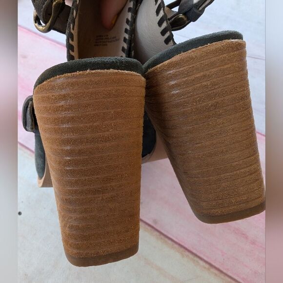 Gee‎ WaWa Bangle Suede Open Toe Ankle Booties 8.5 Boho Retro Block Heel - Picture 5 of 8